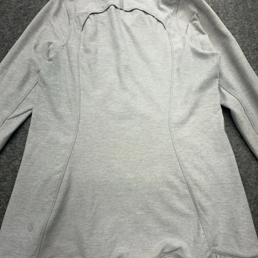 Lululemon Grey Heather Neon Orange Quarter Zip Pullover Thumbholes‎ Size 6